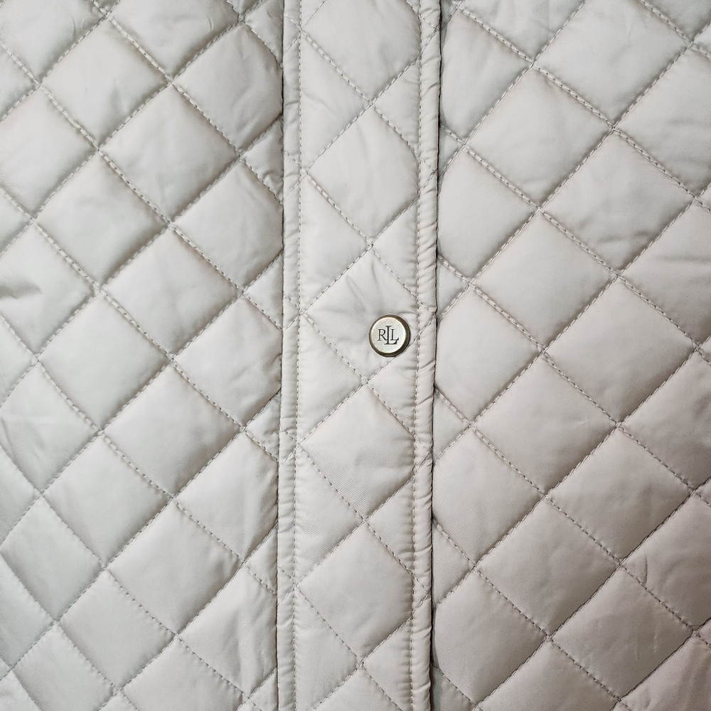Ralph Lauren Women’s Crest Logo Shell Diamond Quilted Vest Birch Size Small NWT - Picture 7 of 12